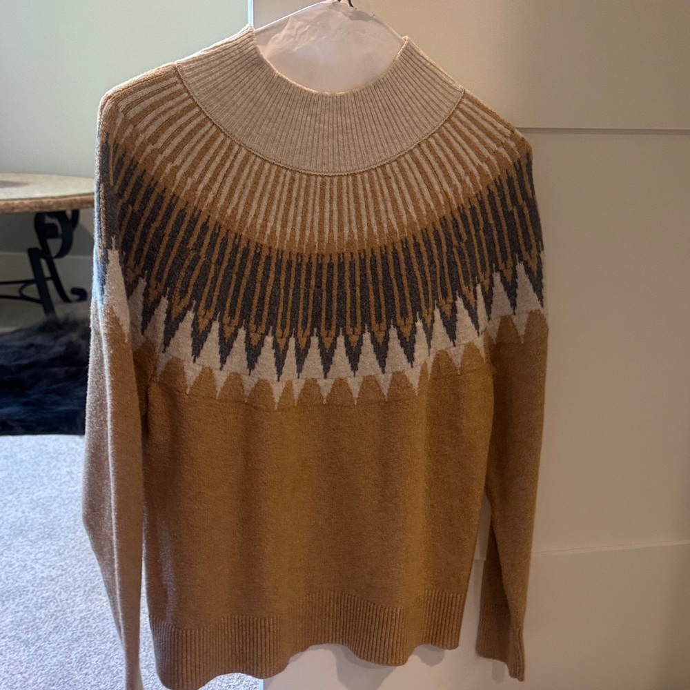 Tan and Gray Patterned Sweater